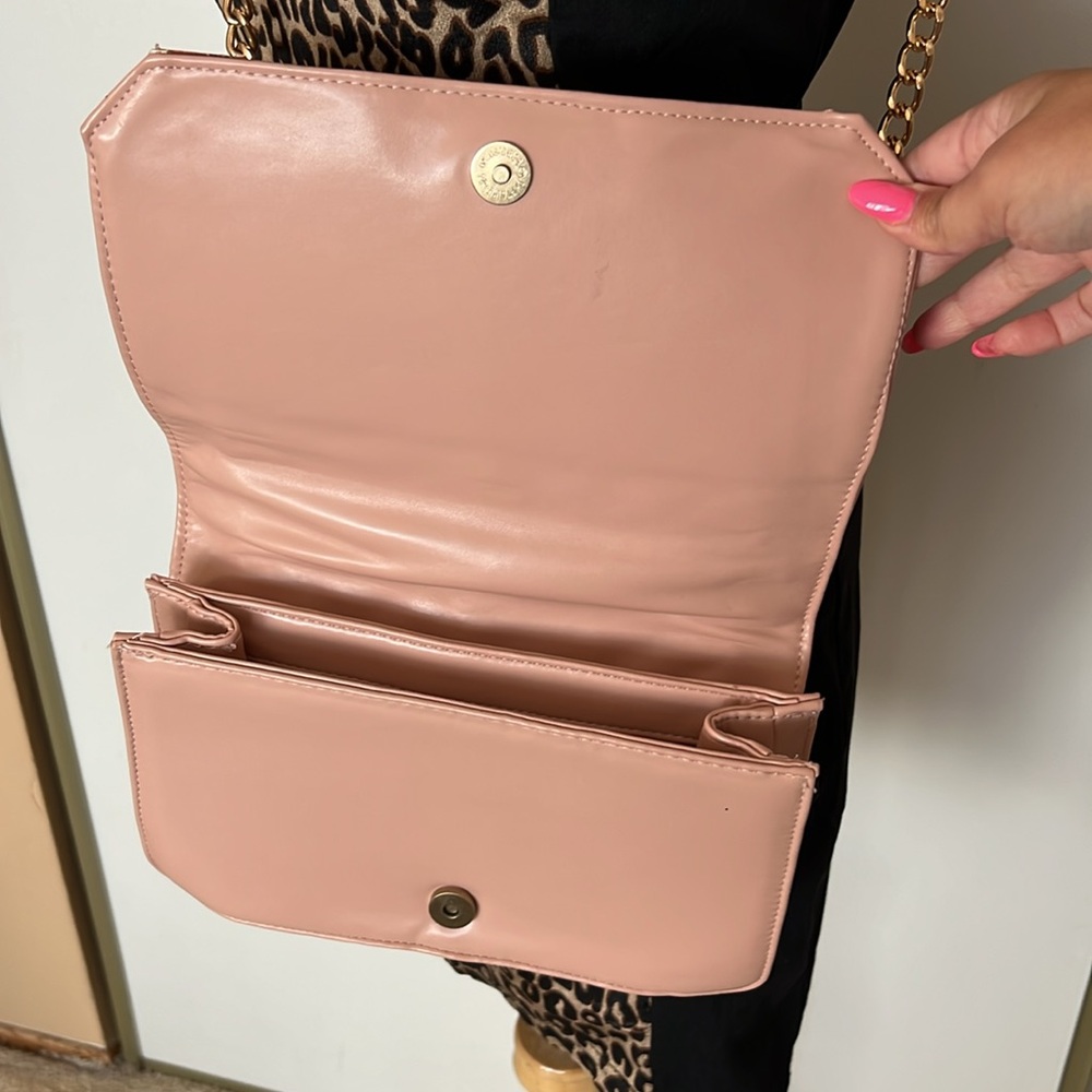 Bebe pink quilted gold chain crossbody bag with studs - Picture 6 of 17